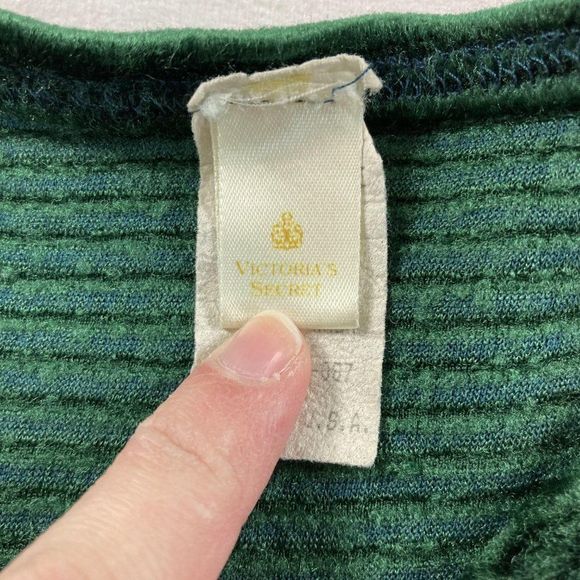 Victoria's Secret Gold Label Vintage  Green Long Sleeve Velvet Bodysuit Small - Picture 4 of 8